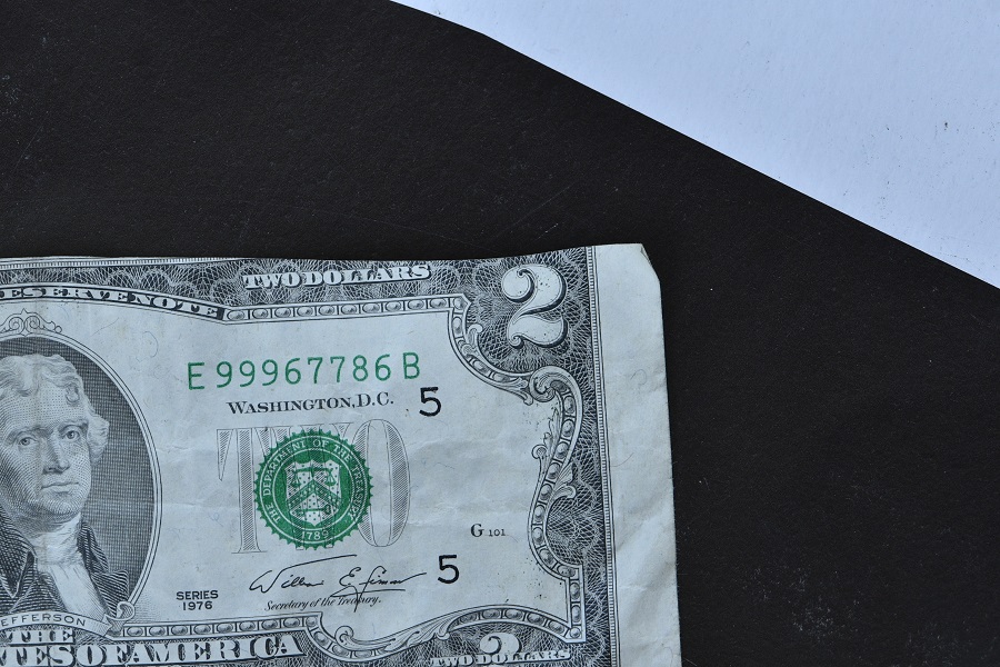 Miscut-$2.00-Bill.-Front/Back-Thanks-To-My-Local-Bank.